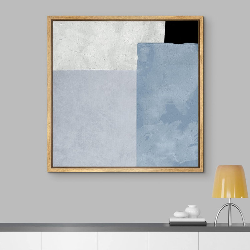 Bleu bébé encadré sur toile, Toile naturelle, H 24 po x l 24 po
