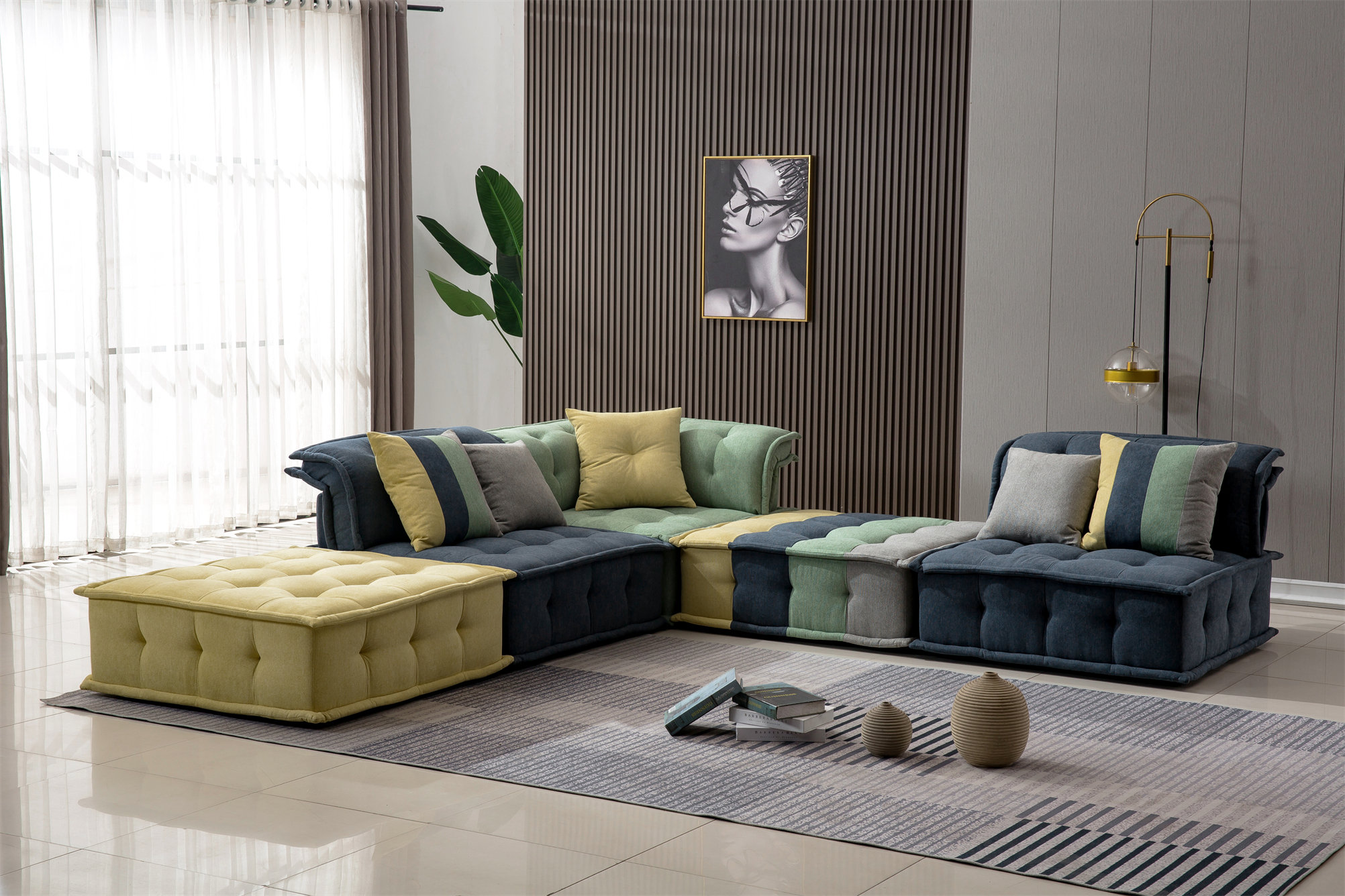 Hokku Designs MODULAR SECTIONAL WITH OTTOMAN, Modern Sectional Sofa couch, Upholstered Sofa | Wayfair