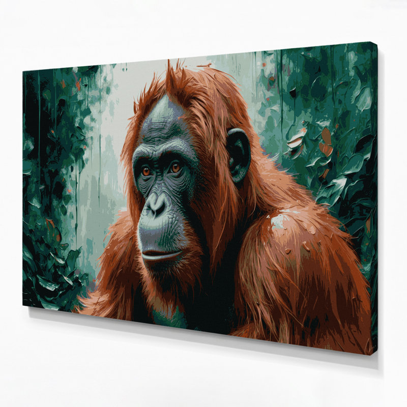 Faune, orang-outan gris, art mural sur toile, H 12 po x l 18 po