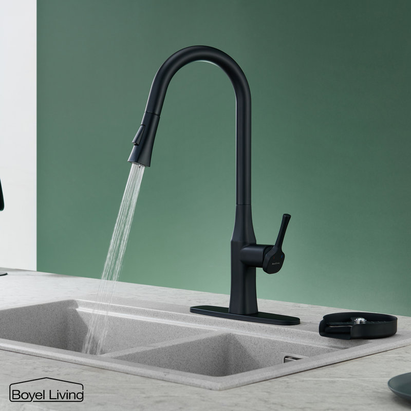 Boyel Living Pull Down Kitchen Faucet, Matte Black