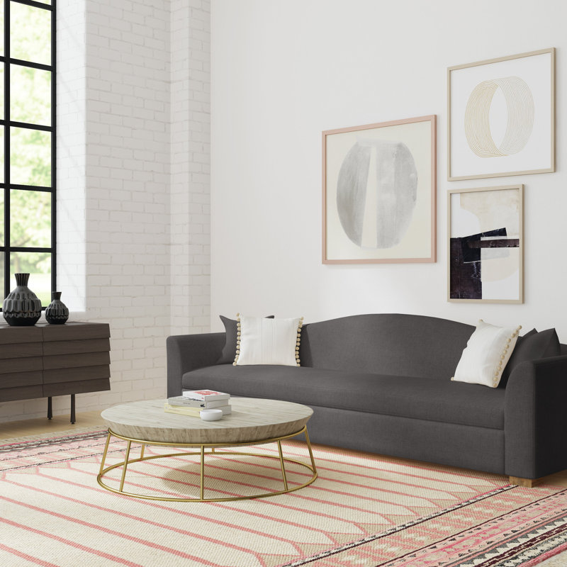 Canapé Horatio, Velours moelleux gris graphite, H 33 po x l 84 po x P 40 po, Brun foncé