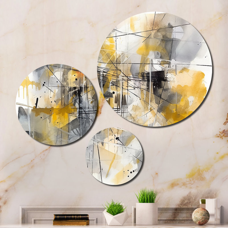 Yellow And Grey Beyond The Canvas I Abstract Wall Decor on Metal
