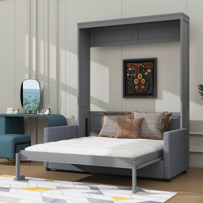Wall-Mounted Full-Size Murphy Bed With Soft Comfort Cushion