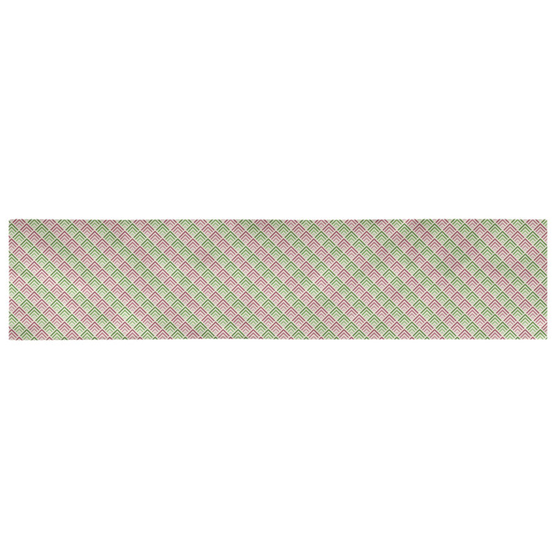 Chemin de table géométrique Avicia, 73,5 po x 17,5 po, Vert et rose, Polyester