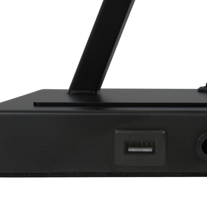 H 25 po, lampe de table, port USB inclus, métal noir, abat-jour beige, transitionnel, éclairage, lampe de table
