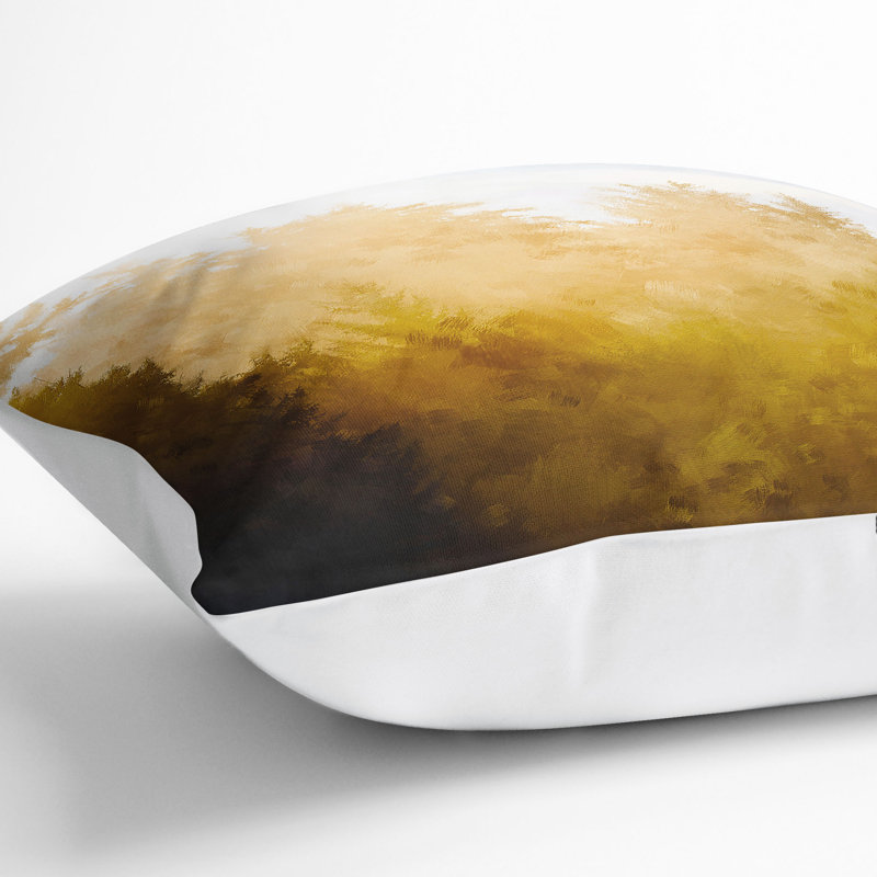 Gold Forest Painting Cushion with Filling, 55cm H x 55cm W x 20cm D, White