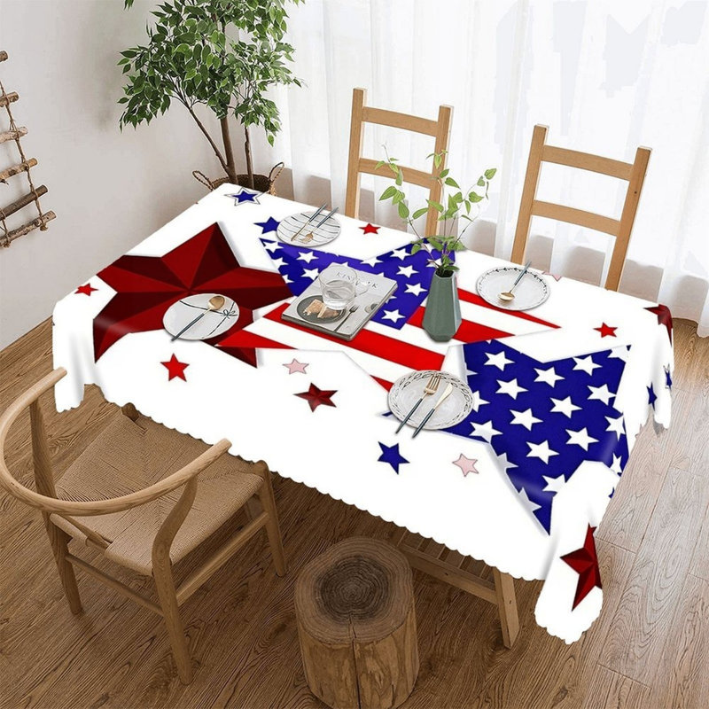 Nappe drapée festonnée avec drapeaux en forme d'étoile, 60 x 120 po, dîner des Fêtes et fête en plein air