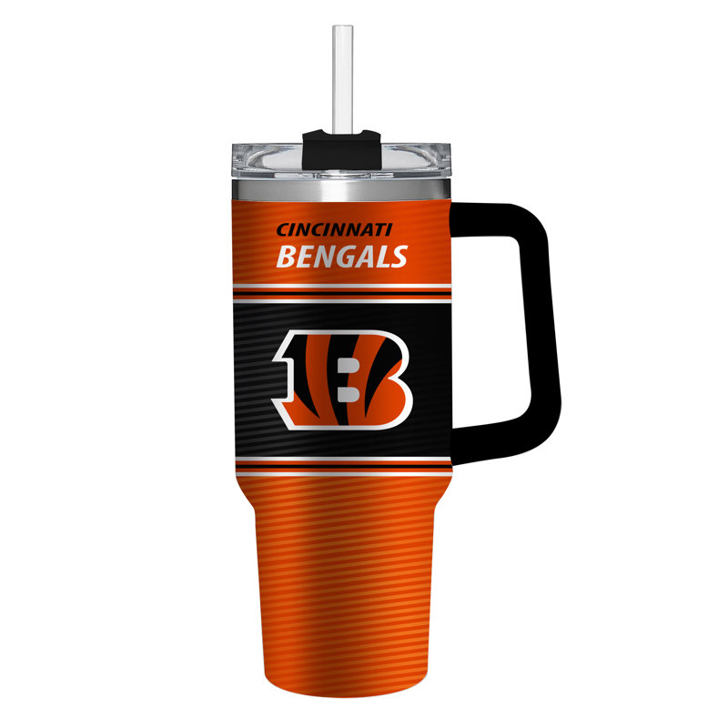 40 oz Gobelet de voyage en acier inoxydable avec paille NFL, NFL Cincinnati Bengals
