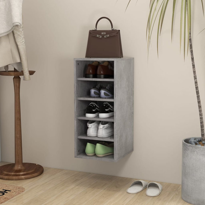 5 Pair Shoe Rack, Concrete Grey