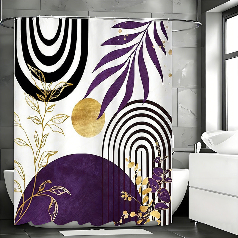 Rideaux de douche Boho avec crochets inclus, Purple