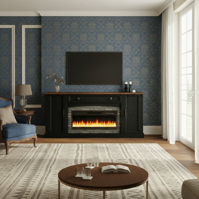 Elegant Design, Tv Stand For Tvs Up To 70", Electric Fireplace Included