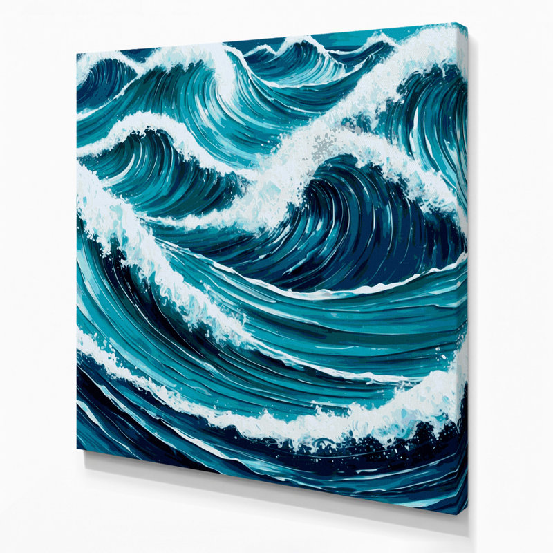 «Hawaiian Wave Curls», art mural sur toile verte, H 12 po x l 12 po