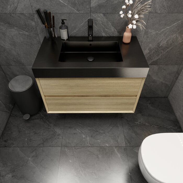 Wade Logan® Golitz 29.5'' Wall Mounted Single Bathroom Vanity with ...