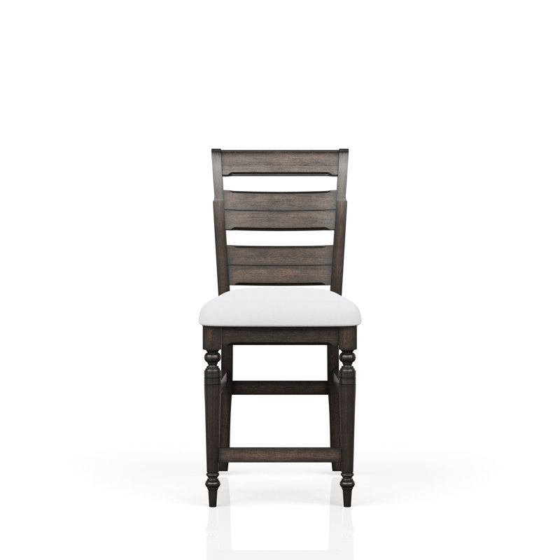 Tabouret de comptoir avec assise en chocolat noir et dossier en tissu d'ameublement