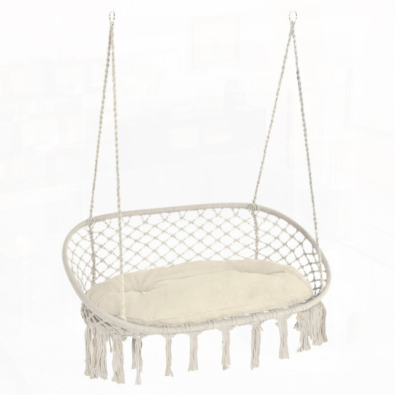 Chaise hamac 2 personnes avec coussin moelleux, Blanc