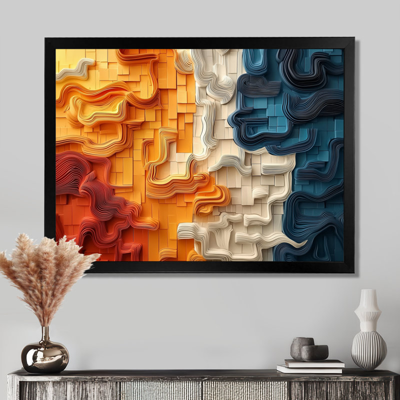 Biomorphism Fragments Forms III - Cubism, reproduction d'art sur toile, H 34 po x l 44 po, Cadre photo noir