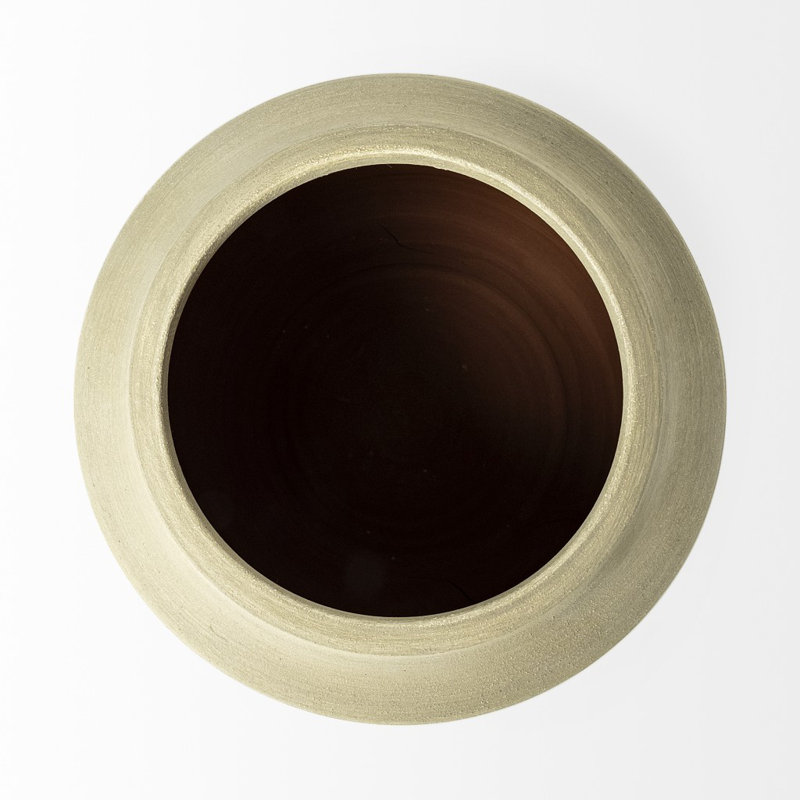 Vase en céramique 10 "bleu / blanc et sable