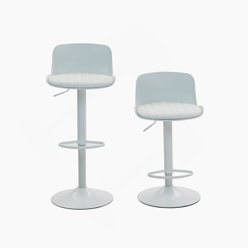 Modern PU Leather Adjustable Swivel Bar Stools, Set Of 2, With Ergonomic Backrest And Sturdy Metal Base For Kitchen Island