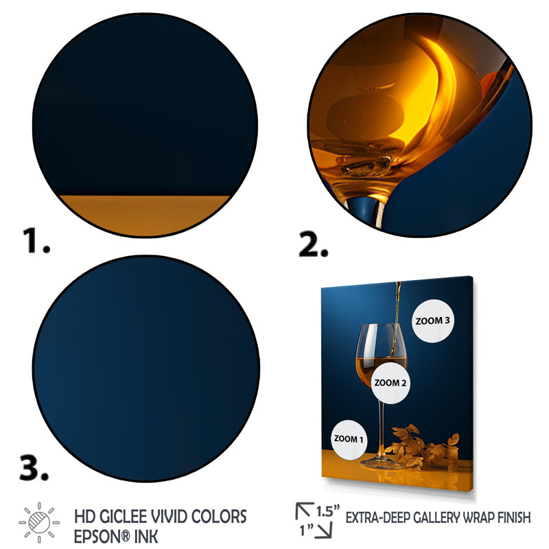 Honeyed Hue A Dripping Golden Wine - Art mural vin, Cadre flottant noir, H 40 po x l 30 po