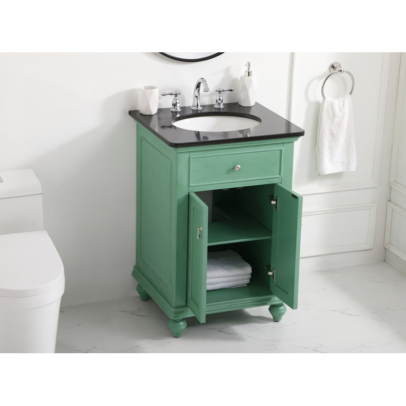 Otto 24'' Single Bathroom Vanity with Top, Black, Vintage Mint