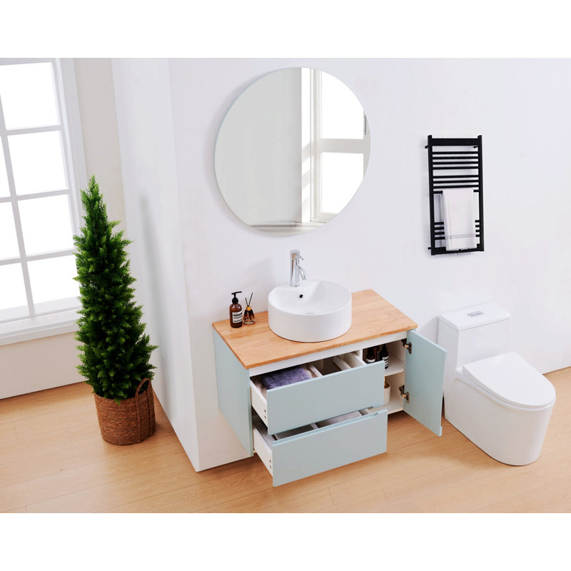 Miroir de salle de bain 80 cm, miroir rond, fixation murale