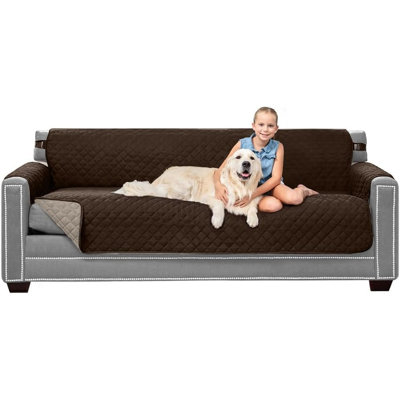 Reversible Quilted Sofa Slipcover, Stain and Tear-Resistant Couch Protector with Adjustable Straps, Washable Pet Furniture Cover