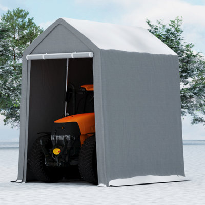 Abri d'auto Carport 6x8FT avec porte à glissière enroulable, tente de garage portable, abri d'auto résistant et résistant aux rayons UV pour le rangement de vélos, de motos, de voitures et de jardin