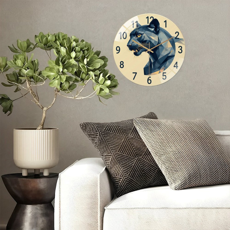 Horloge murale moderne en forme de panthère géométrique