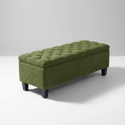 Modern Storage Ottoman Bench with Tufted Upholstery and Lift-Top Lid for Living Room Organization