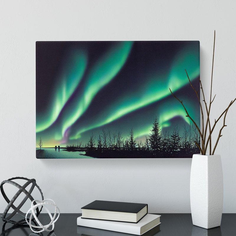 Exhilarating The Northern Lights - Wrapped Canvas, 40cm H x 60cm W x 3cm D