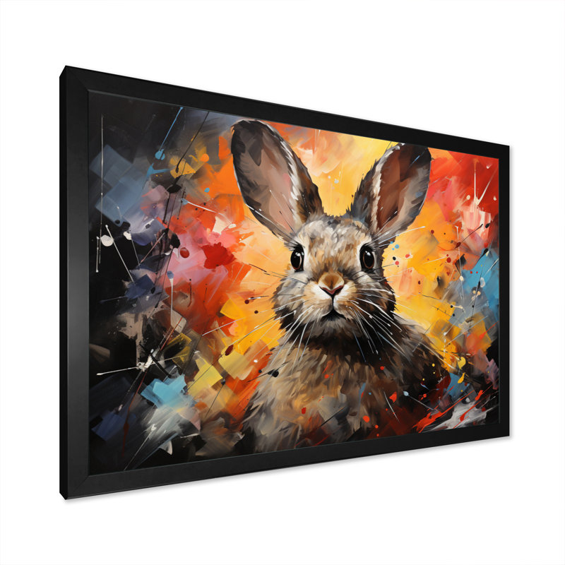 Collage Lapin Energetic Hopper II, H 24 po x l 32 po x P 1 po, Cadre photo noir