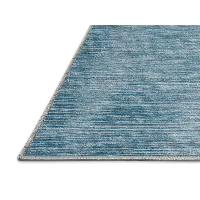 Tapis bleu uni lavable à la machine, Rectangle 7 pi x 9 pi