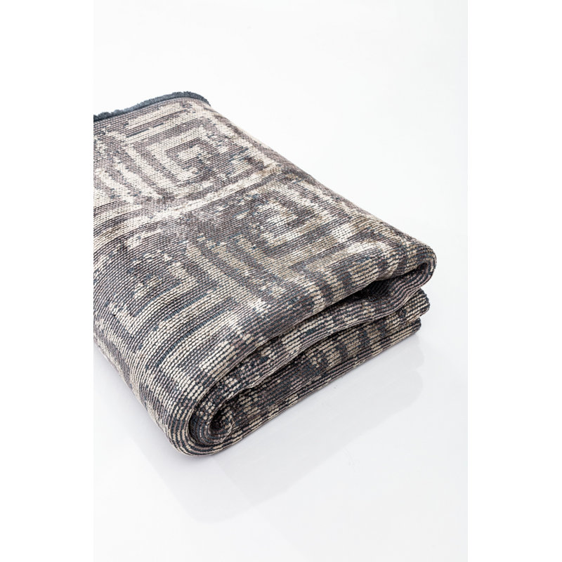 Rapture Beige Gray Checkered Luxury Area Rug, Rectangle 7'10" x 9'10"