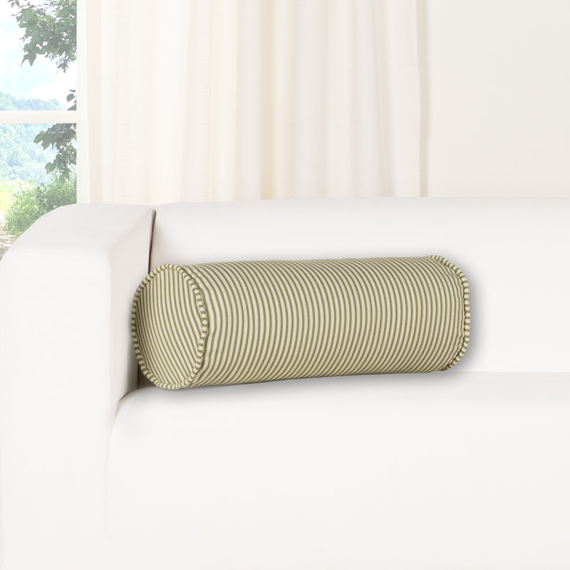 Birch Lane Polo Stripe Calypso Piped Bolster Pillow, Green, Polyester