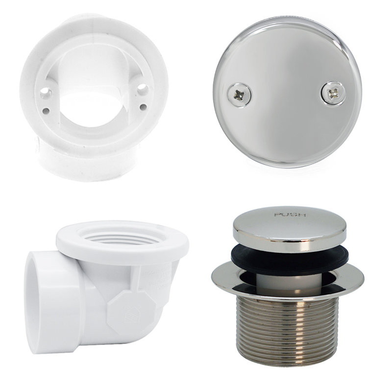 Sch. Drain de baignoire 40 "1-1 / 2" en PVC avec trop-plein deux trous, Nickel poli