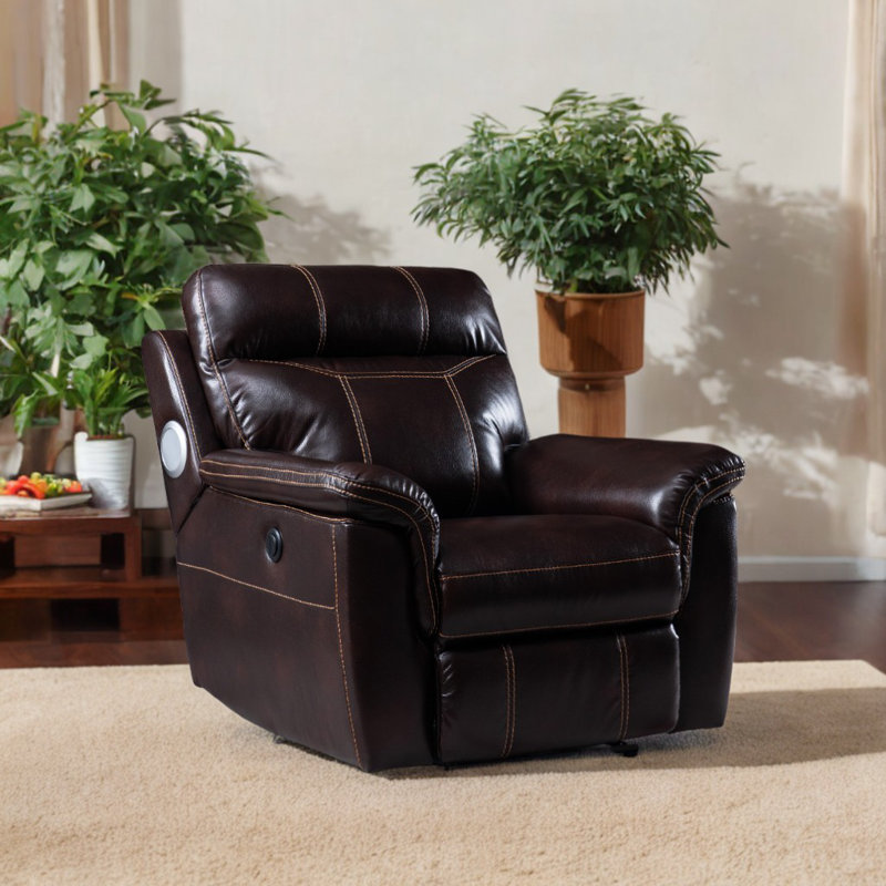 Fauteuil inclinable pivotant en similicuir Cerro, Brun