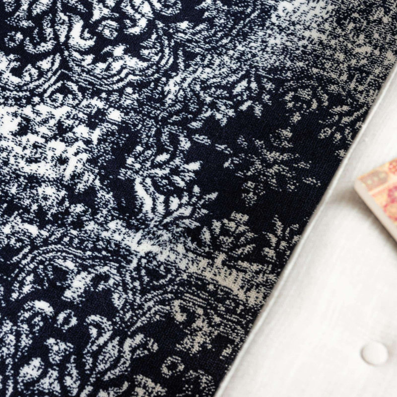 Tapis rond rond Oneita Ikat Sapphire, Rond 5 pi