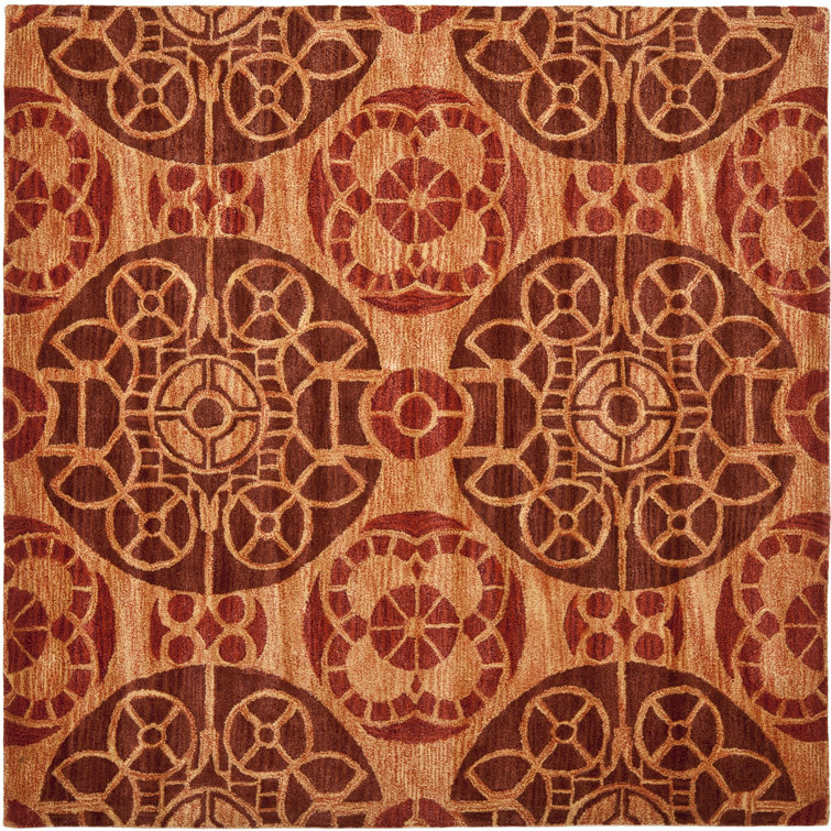 Kouerga Hand Tufted Wool/Viscose Floral Rug in Cinnamon