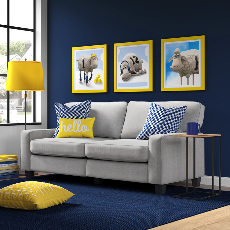 Serta Palisades Track Arm Sofa, Easy Care Fabric, Soft Pillow Back, Pocket Coil Seat Cushions, Pebble Gray Polyester, 78"