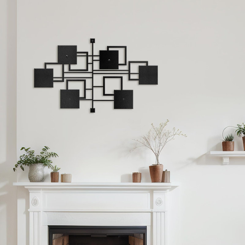 Décoration murale en métal, H 15 po x l 30 po x P 0,05 po, Noir