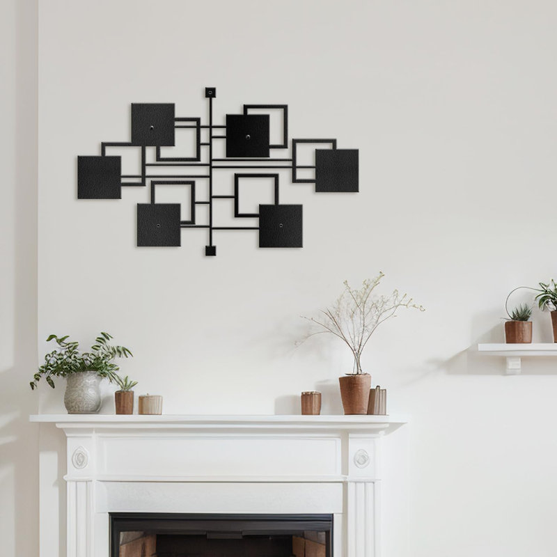 Wall Decor Metal, 18" H x 36" W x 0.05" D, Black