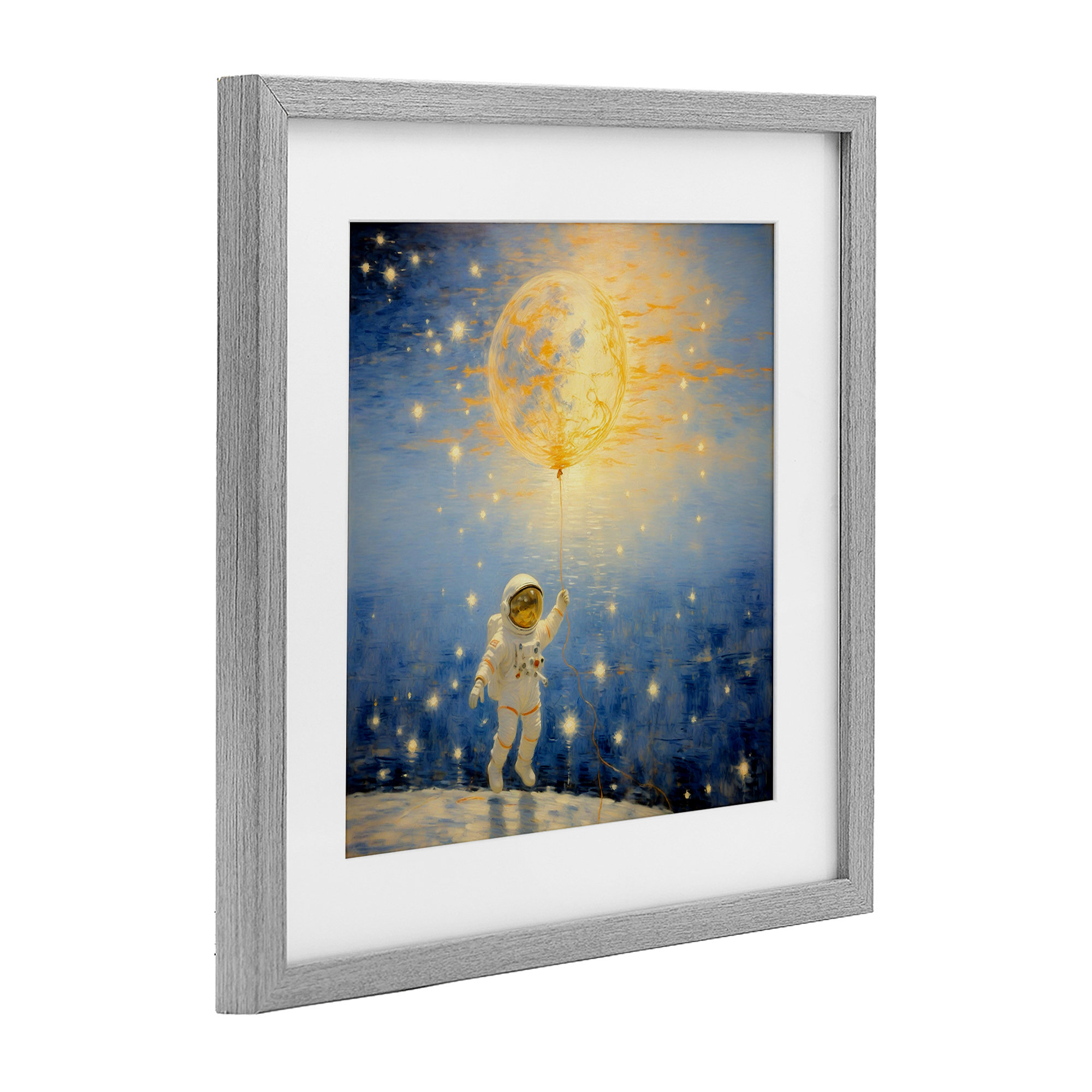 Ebern Designs Astronaut with Dreamy Cosmic Balloon Framed Print Under ...