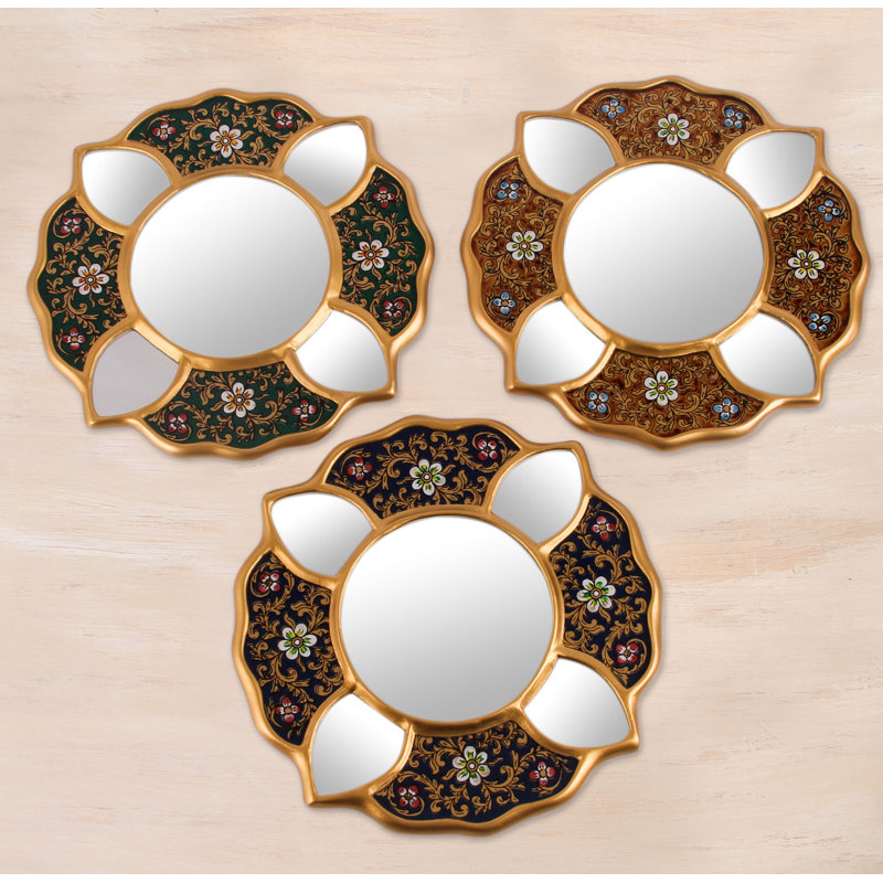 Ensemble de miroirs muraux 3 pièces Cesari, Rouge / vert foncé / bleu marine