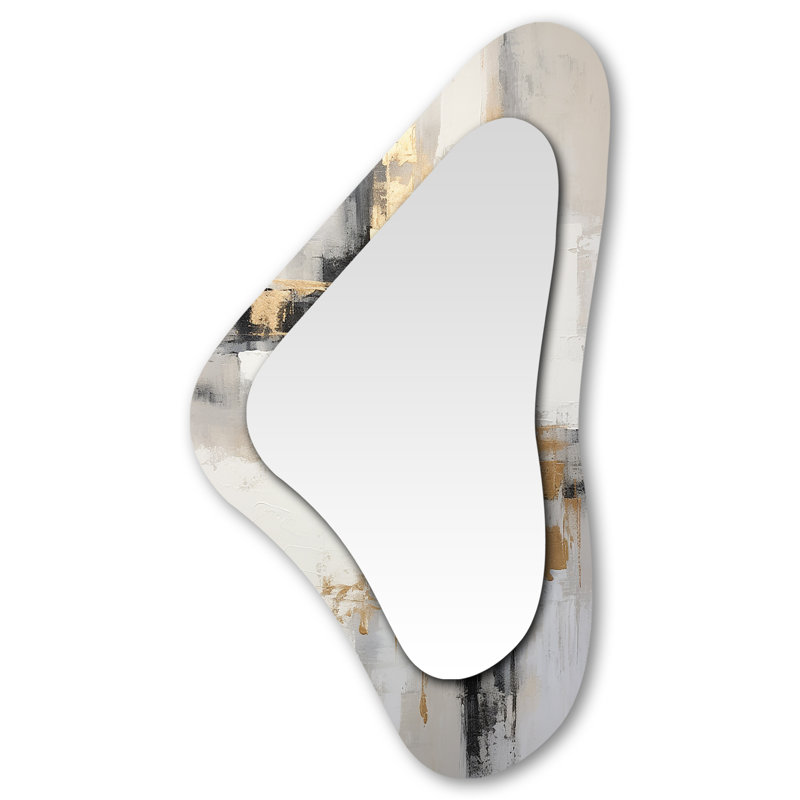 Sansone Essential Bliss, minimalisme abstrait, peinture abstraite, miroir de forme unique, miroir mural asymétrique doré