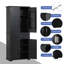 Armoire de rangement pour salle de bain avec portes et tiroir, plusieurs espaces de rangement, tablette réglable, noir-2056695664