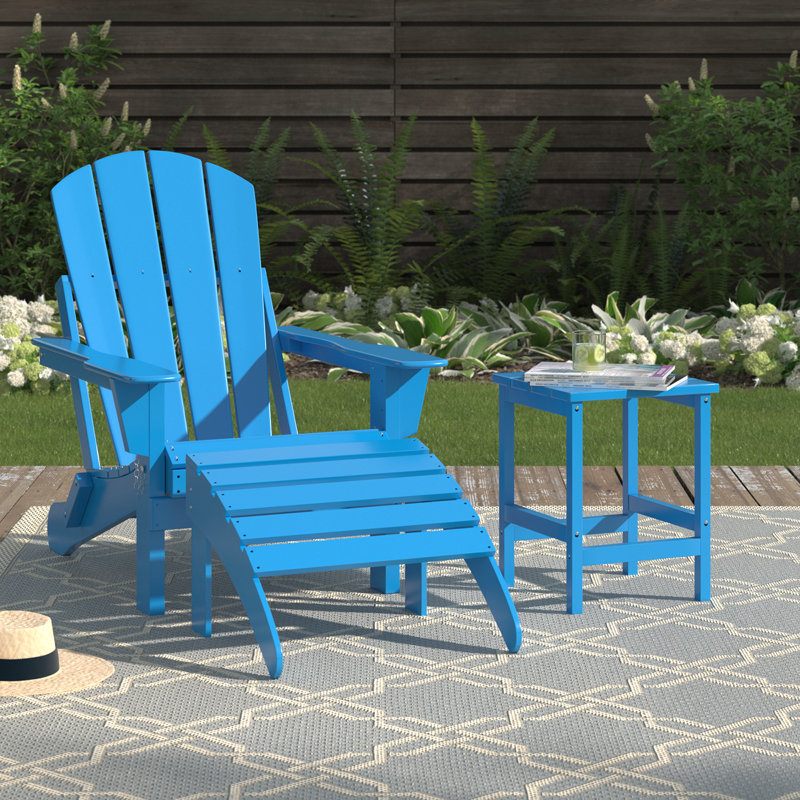 Chaise de patio avec repose-pieds Laguna, Bleu pacifique