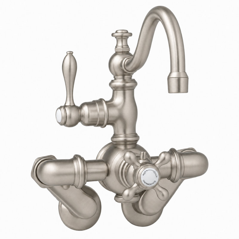 P1018 Thermostatic Tub Wall Mount Faucet with Fixed Arched Spout, Matte Nickel