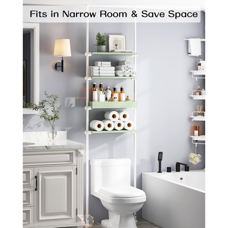 Tablette de rangement au-dessus de la toilette à 4 niveaux, Mint Green
