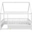 Lit double pleine grandeur avec cadre de toit et barrière de sécurité sécurisée-1379999227