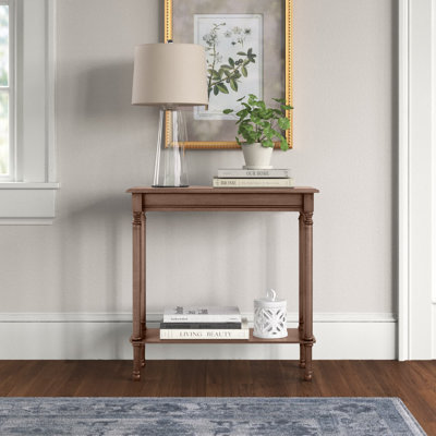 Elegant Hemenway 28'' Console Table – Neutral Finish, Turned Legs & Functional Lower Storage Shelf